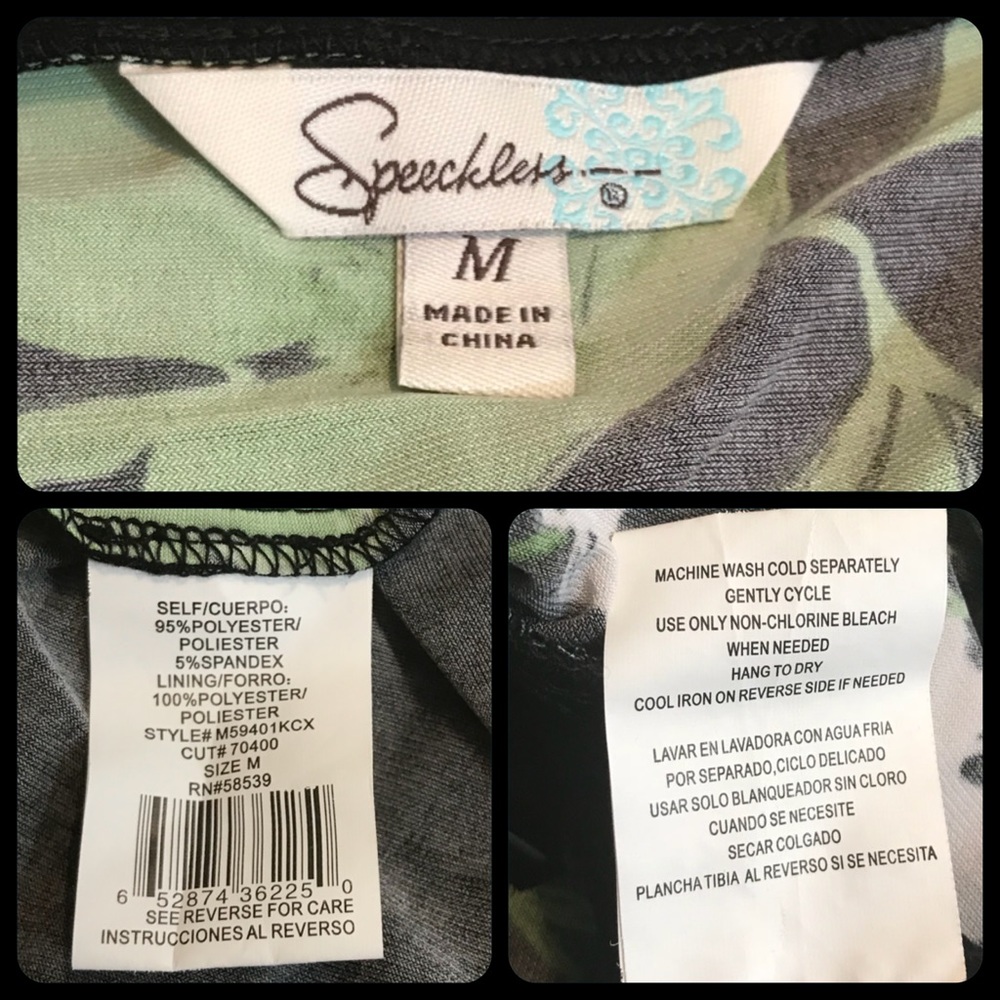 SPEECHLESS Black and Green Dress Size M - Picture 7 of 7